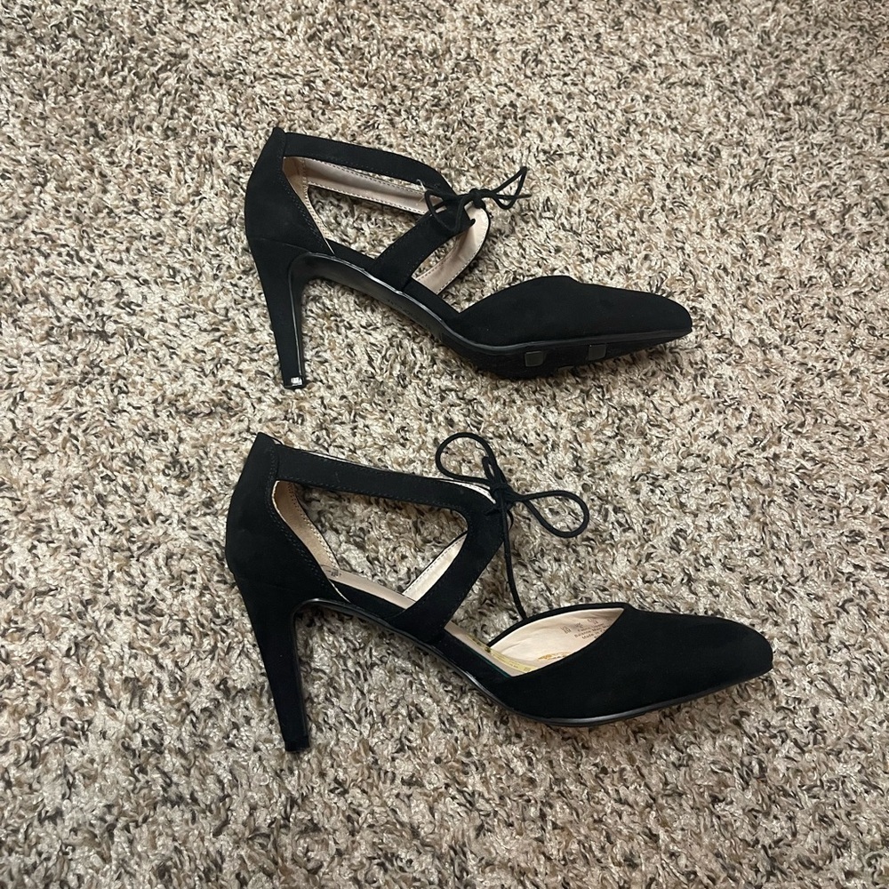 Fergalicious by Fergie Chic Black Suede Women's Heels with Tie